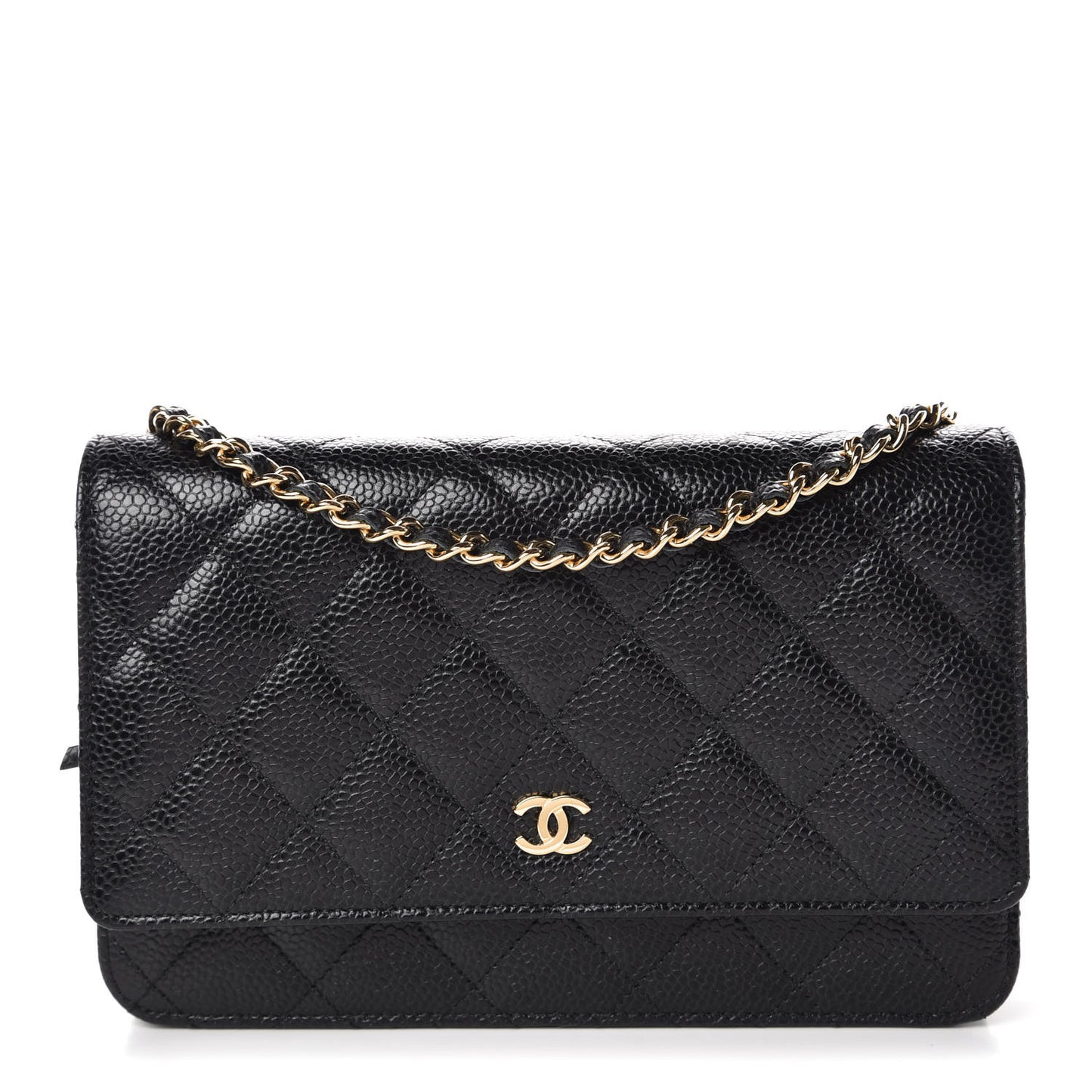 Caviar Quilted Wallet On Chain WOC Black