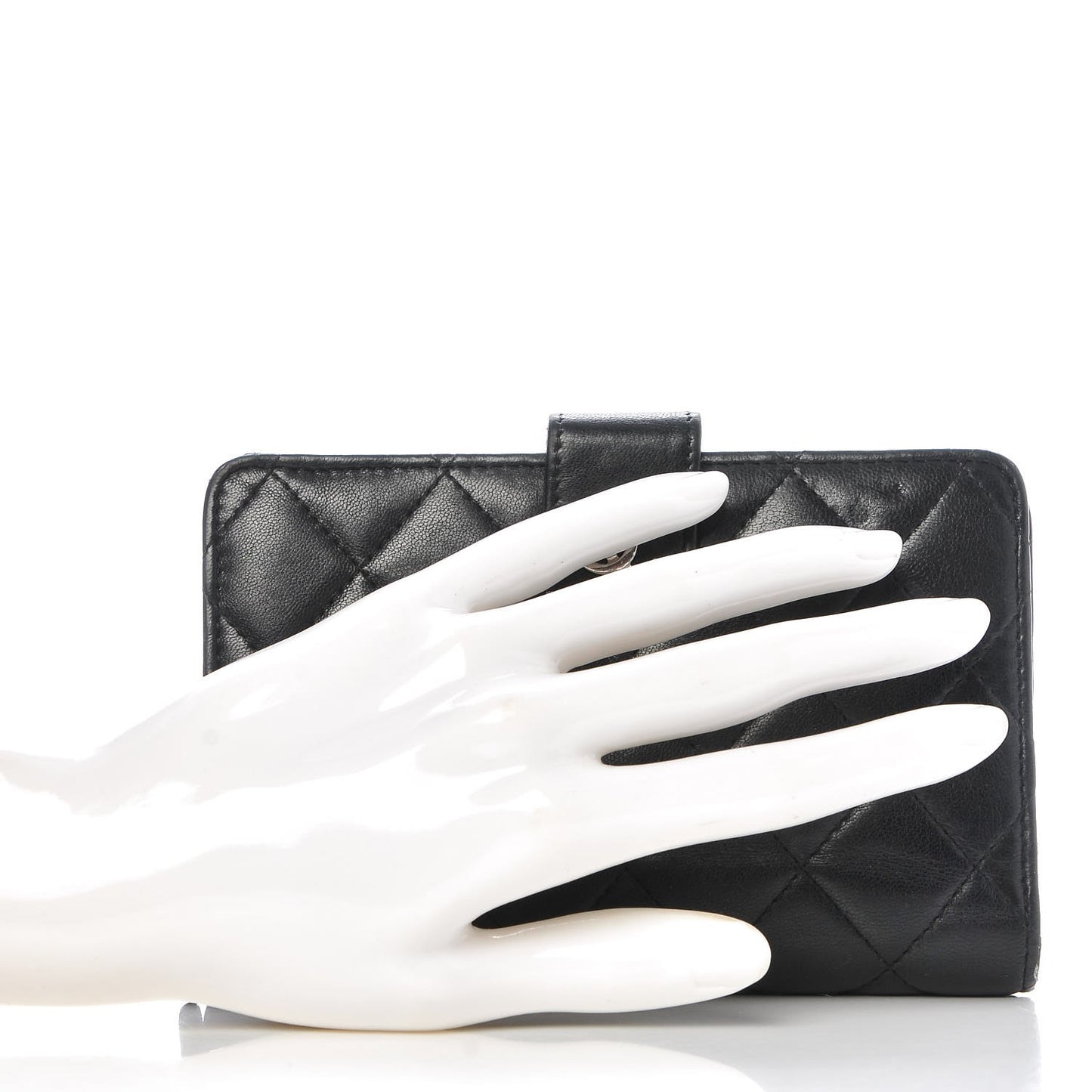 Lambskin Quilted Zipped Pocket Wallet Black