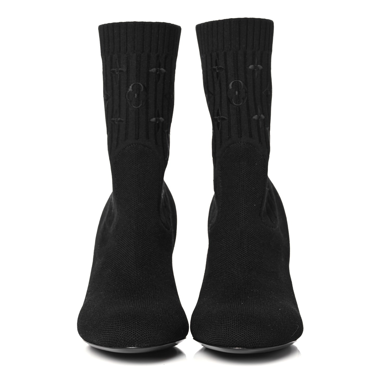 Monogram Stretch Fabric Silhouette Ankle Boots 37 Black