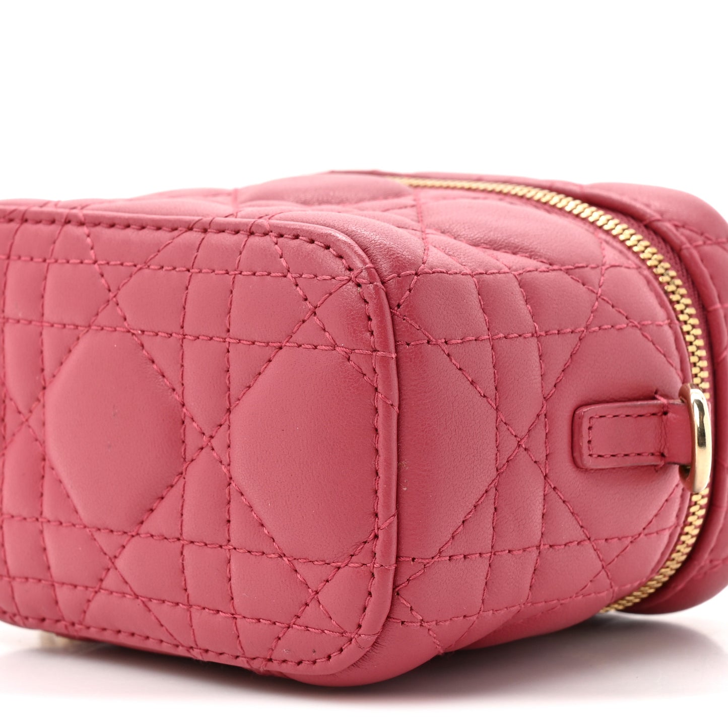 Lambskin Cannage Micro Vanity Case Strawberry Pink