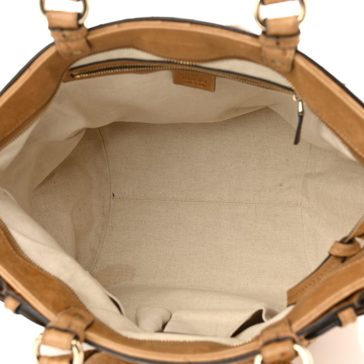 Ostrich Medium Bamboo Buckle Tote Tan