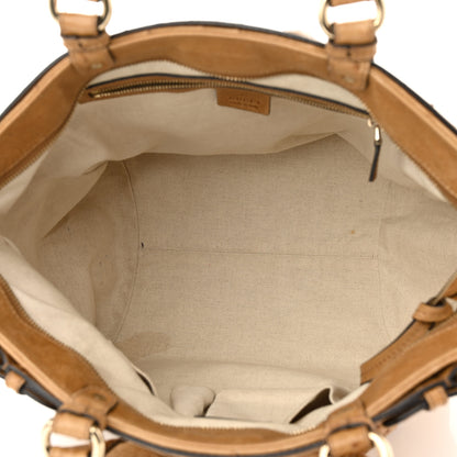Gucci Ostrich Medium Bamboo Buckle Tote Tan 5 of 11