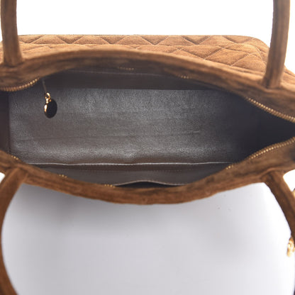 Chanel Suede Quilted Medallion Tote Brown 5 of 8