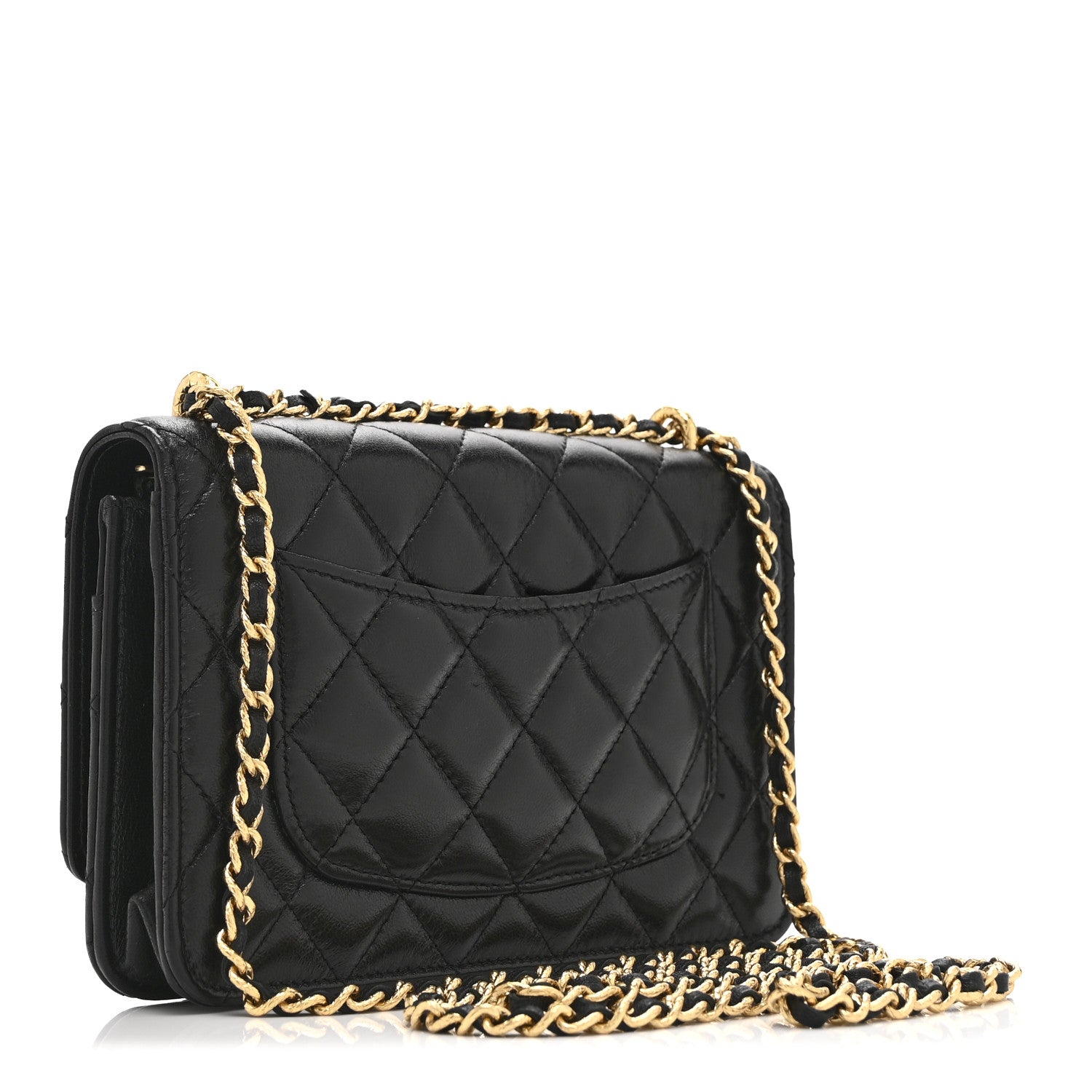Chanel Shiny Lambskin Quilted Dynasty Wallet On Chain WOC Black 3 of 12