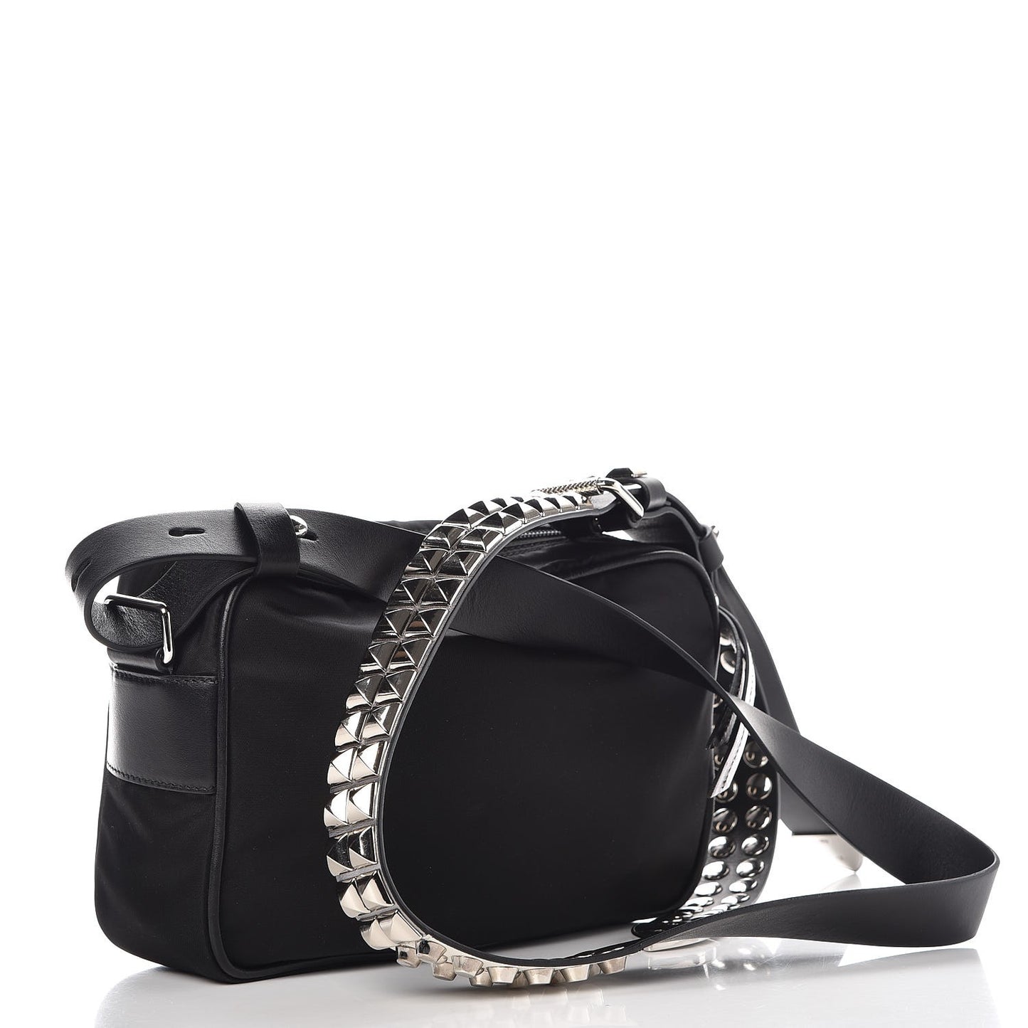Tessuto Nylon Studded New Vela Shoulder Bag Black