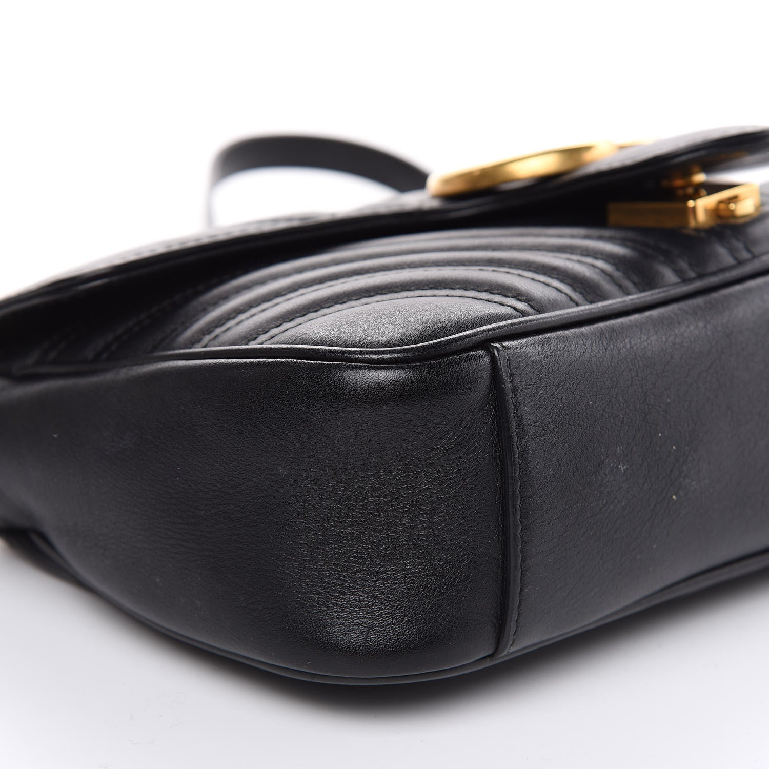 Gucci Calfskin Matelasse Small GG Marmont Shoulder Bag Black 5 of 14