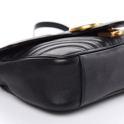 Gucci Calfskin Matelasse Small GG Marmont Shoulder Bag Black 5 of 14