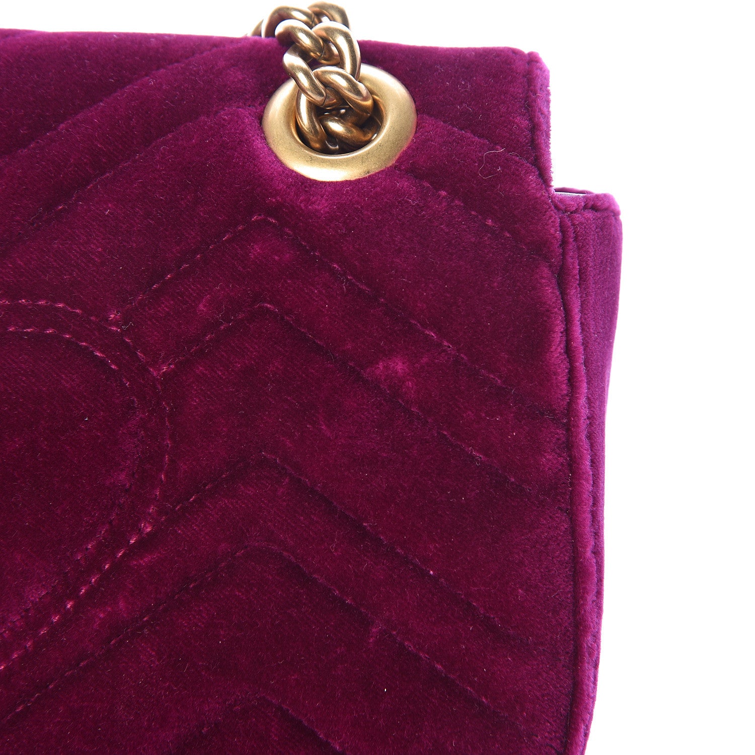 Gucci Velvet Matelasse Mini GG Marmont Shoulder Bag Fuchsia Violet Cyclamen 9 of 14