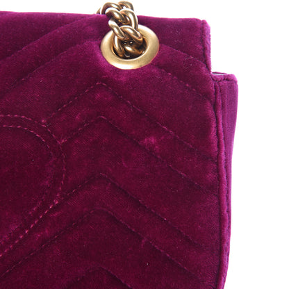 Gucci Velvet Matelasse Mini GG Marmont Shoulder Bag Fuchsia Violet Cyclamen 9 of 14