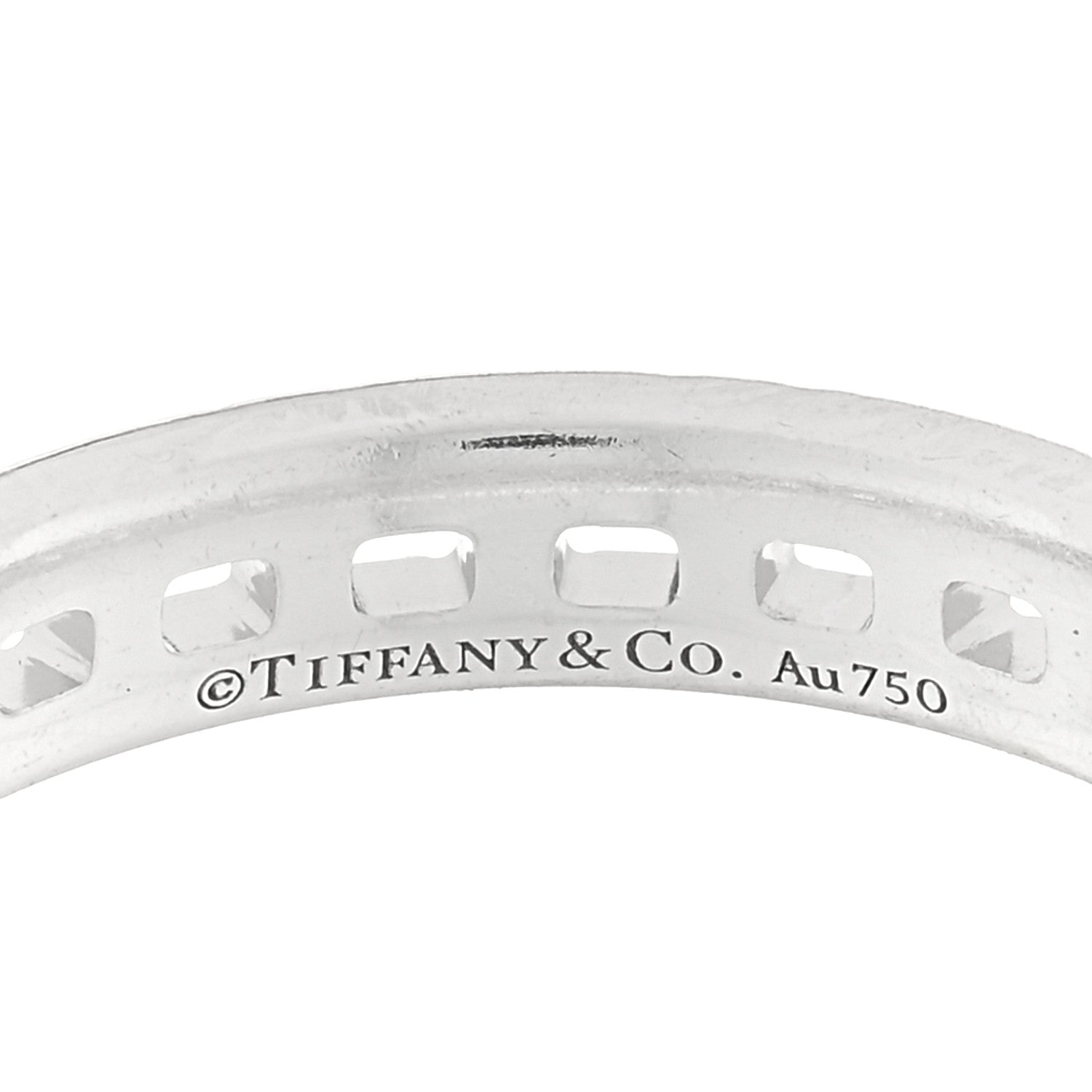 Tiffany 18K White Gold Diamond T True Narrow Band Ring 52 6 4 of 5
