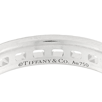 Tiffany 18K White Gold Diamond T True Narrow Band Ring 52 6 4 of 5
