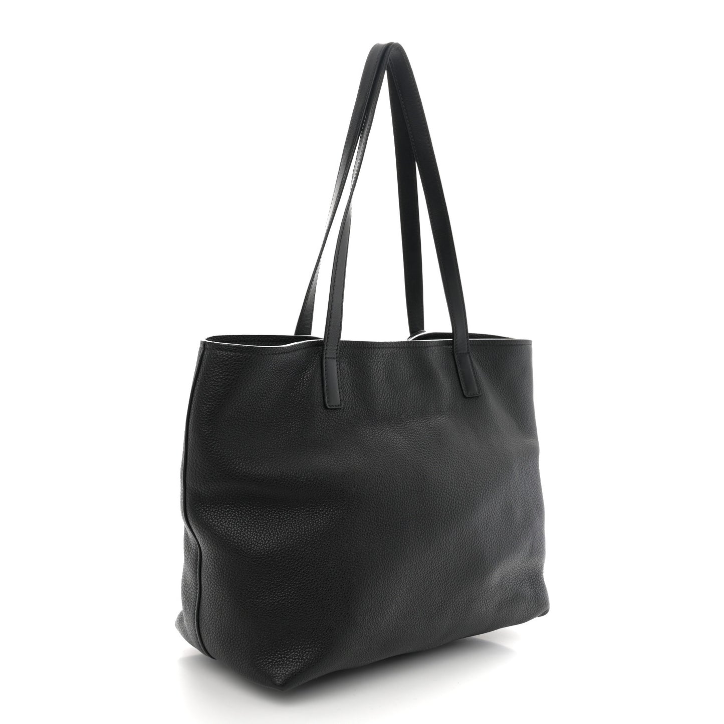 Vitello Daino Pocket Shopping Tote Black