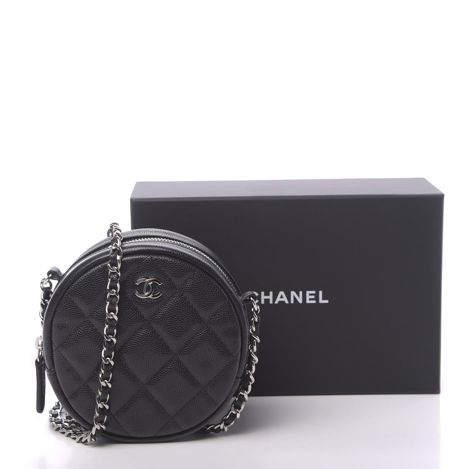 Chanel Caviar Quilted Round Clutch With Chain Black 11 of 11