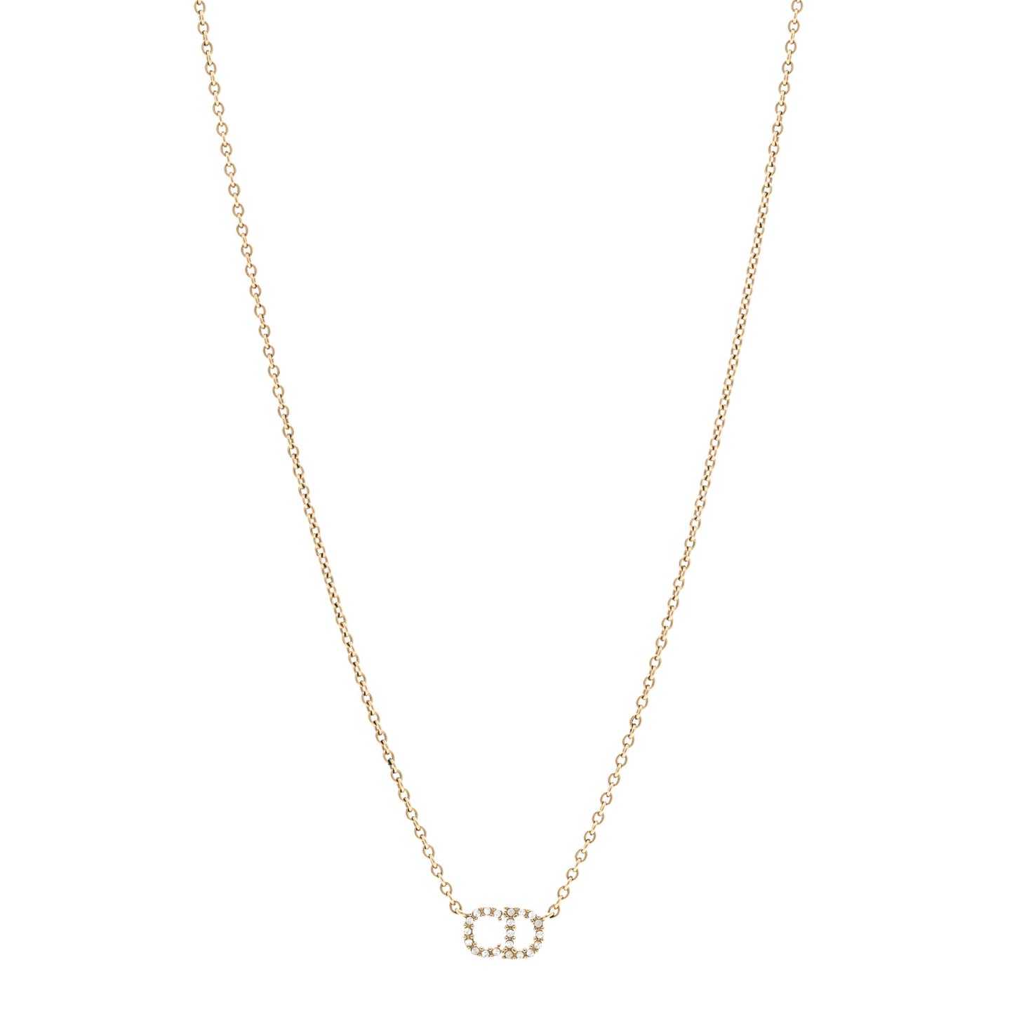 Metal Crystal CD Necklace Gold