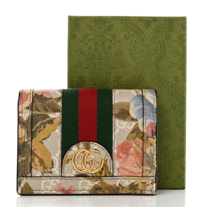 Gucci GG Supreme Monogram Water Flora Web Ophidia Card Case Beige White Multicolor 8 of 8