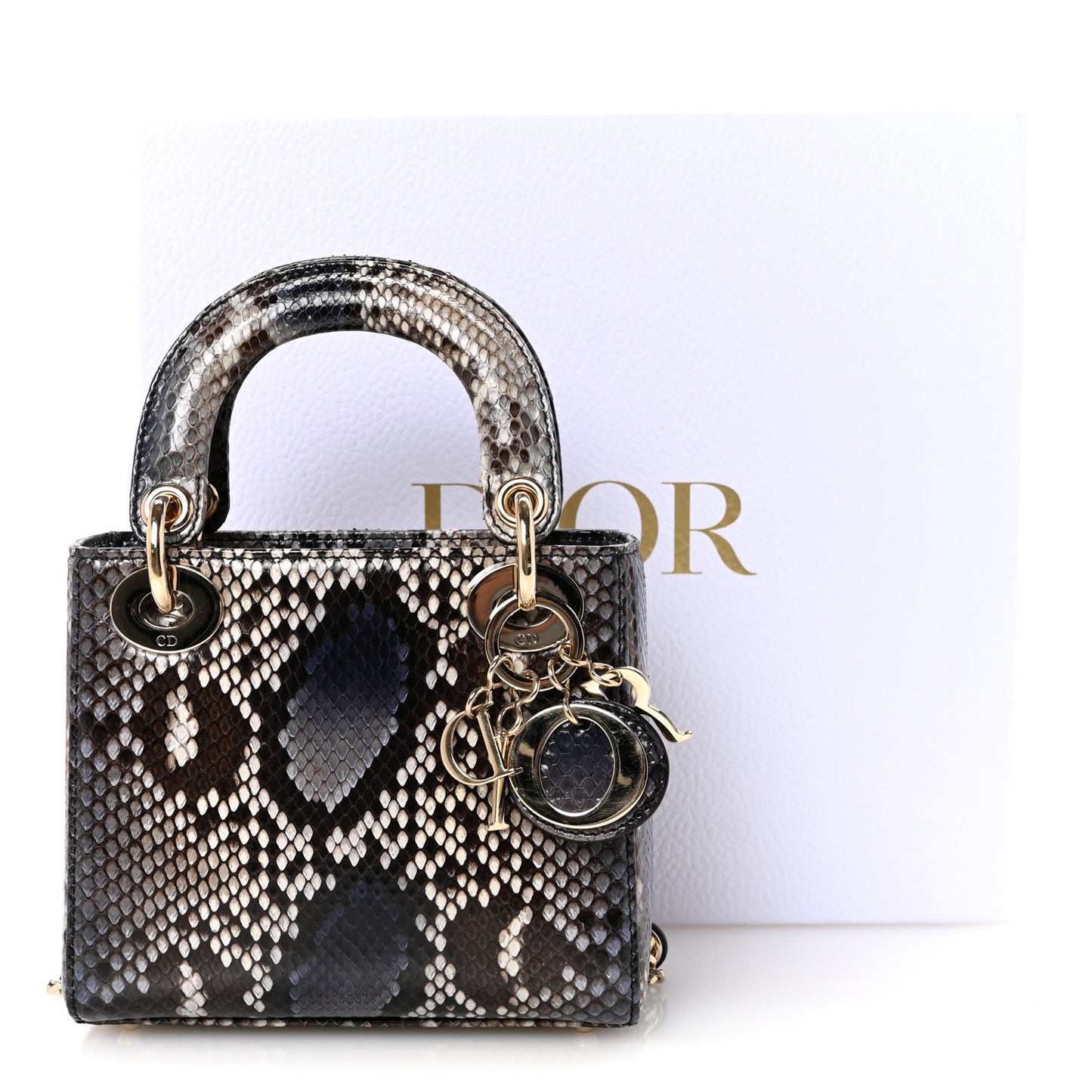 Snakeskin Mini Lady Dior Bleu Multicolor