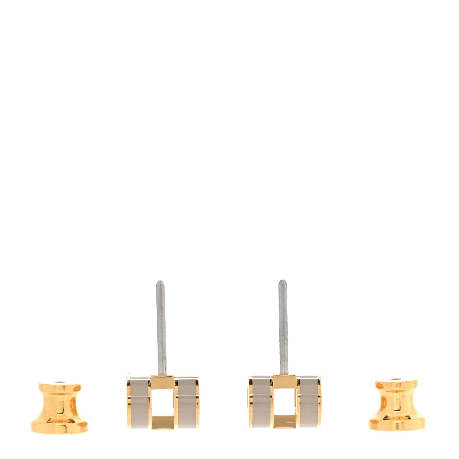 Hermes Gold Lacquered Mini Pop H Earrings Marron Glace 3 of 6