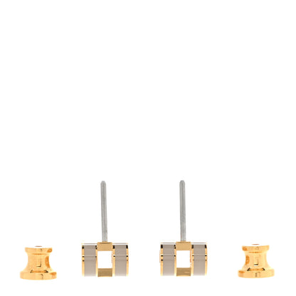 Hermes Gold Lacquered Mini Pop H Earrings Marron Glace 3 of 6