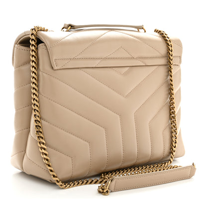Saint Laurent Calfskin Y Quilted Monogram Small Loulou Chain Satchel Dark Beige 3 of 11