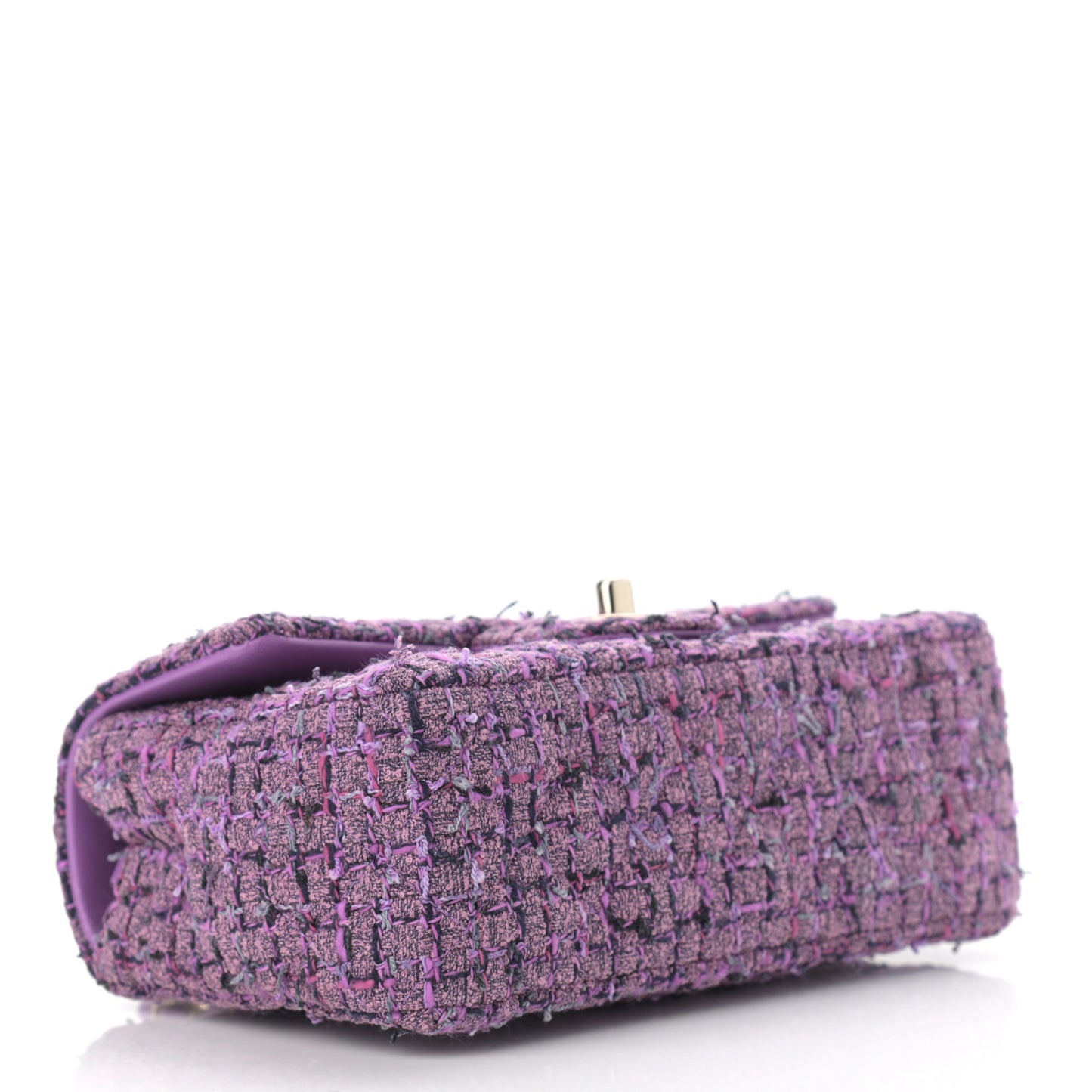 Tweed Quilted Mini Rectangular Flap Light Purple Pink Navy