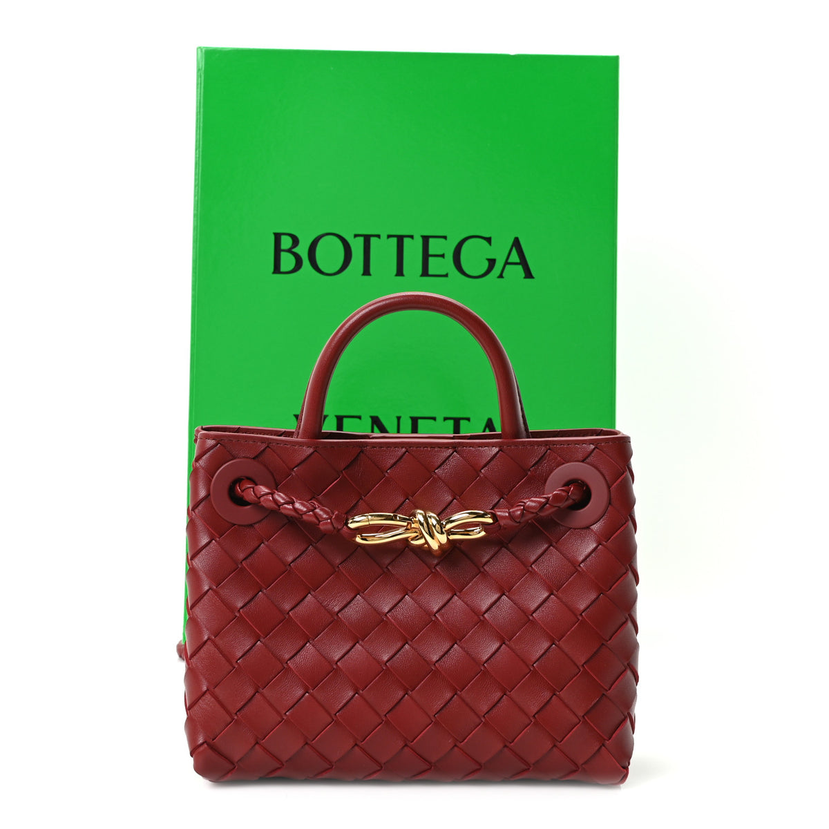 Nappa Intrecciato Mini Andiamo Shoulder Bag Lava Red