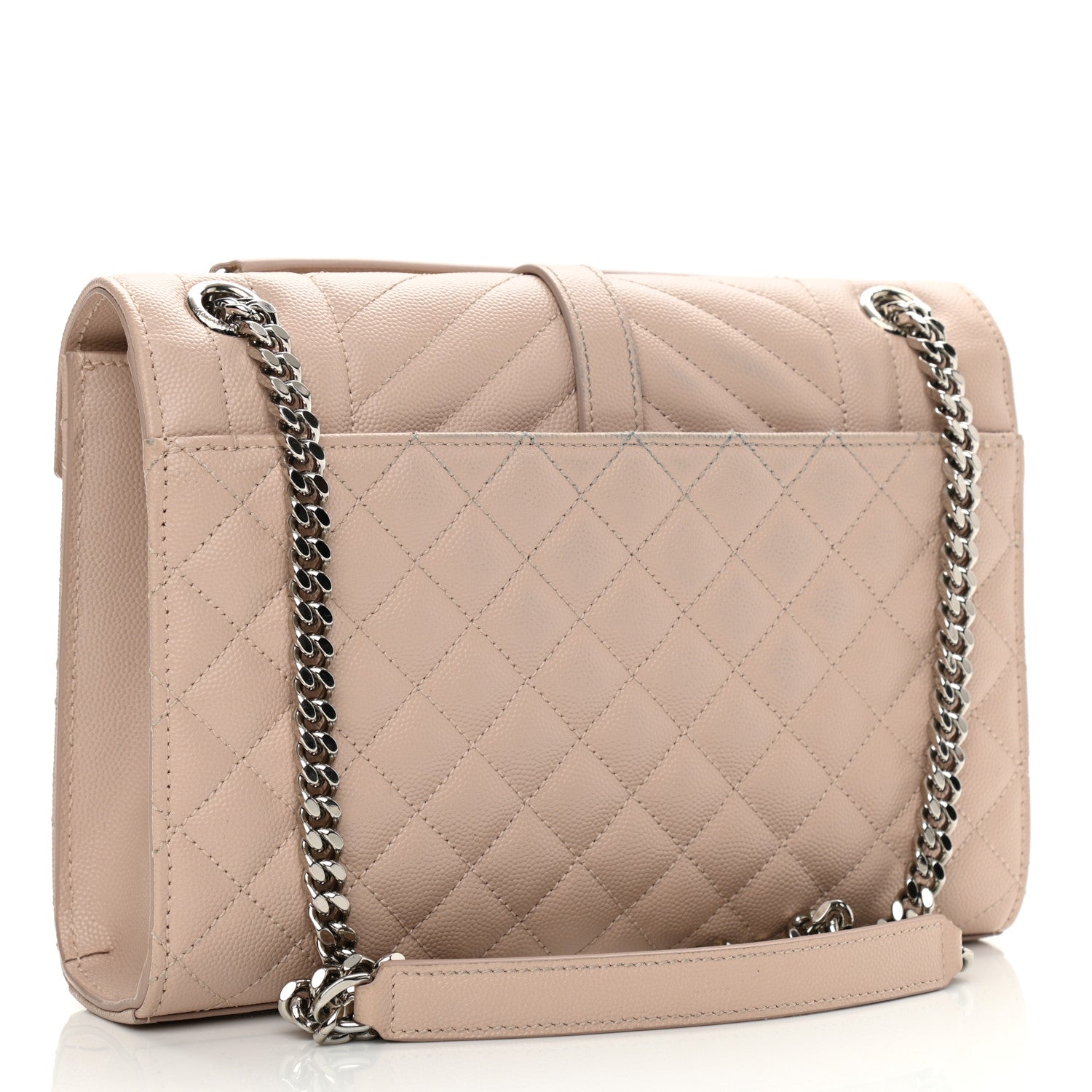 Saint Laurent Grain De Poudre Textured Mixed Matelasse Medium Triquilt Monogram Satchel Marble Pink 3 of 15
