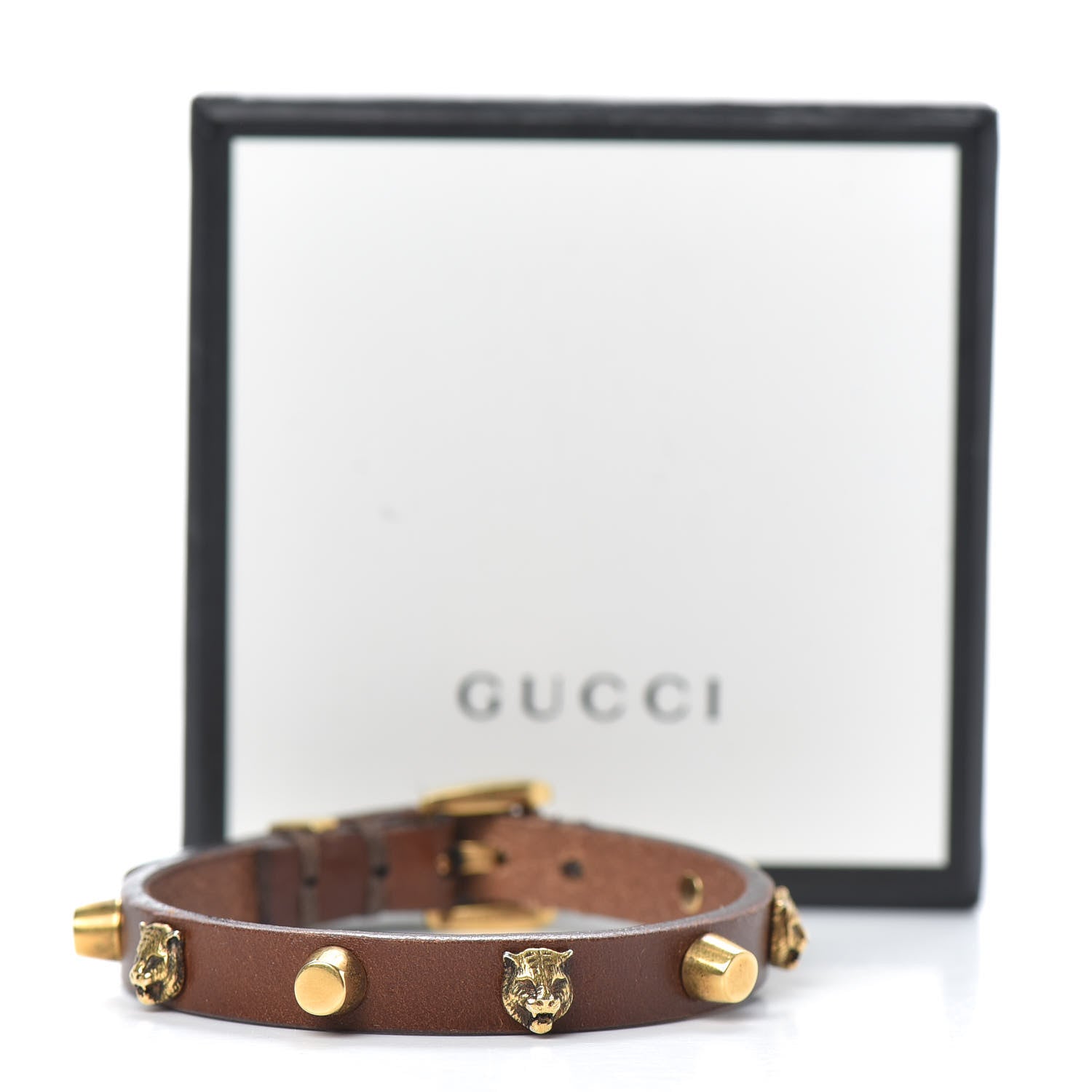 Gucci Calfskin Feline Heads Bracelet Brown 4 of 4