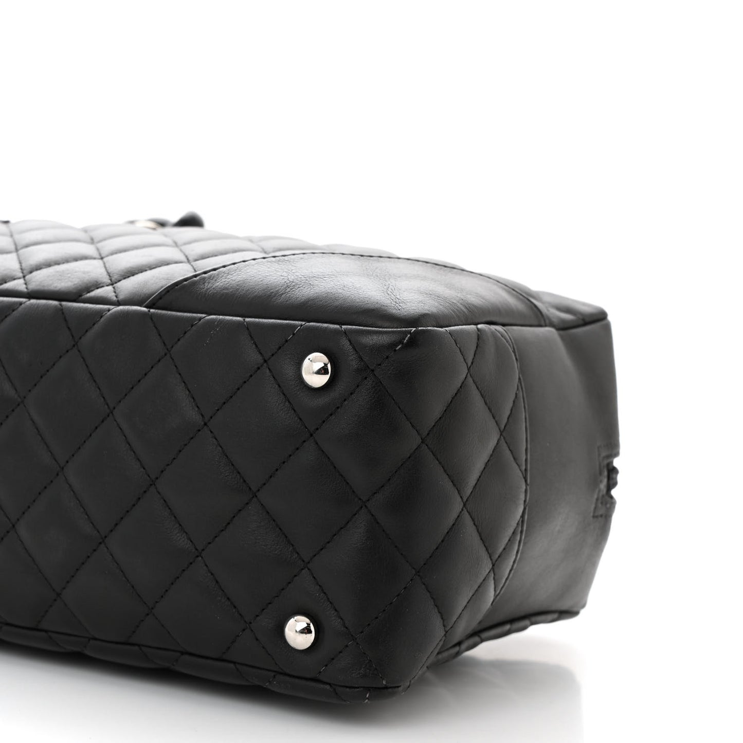 Calfskin Quilted Large Cambon Bowler Black