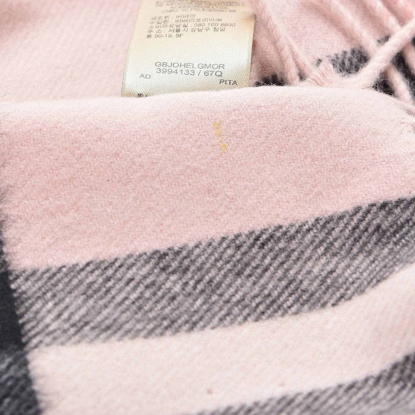 Cashmere Giant Heritage Check Fringe Scarf Ash Rose