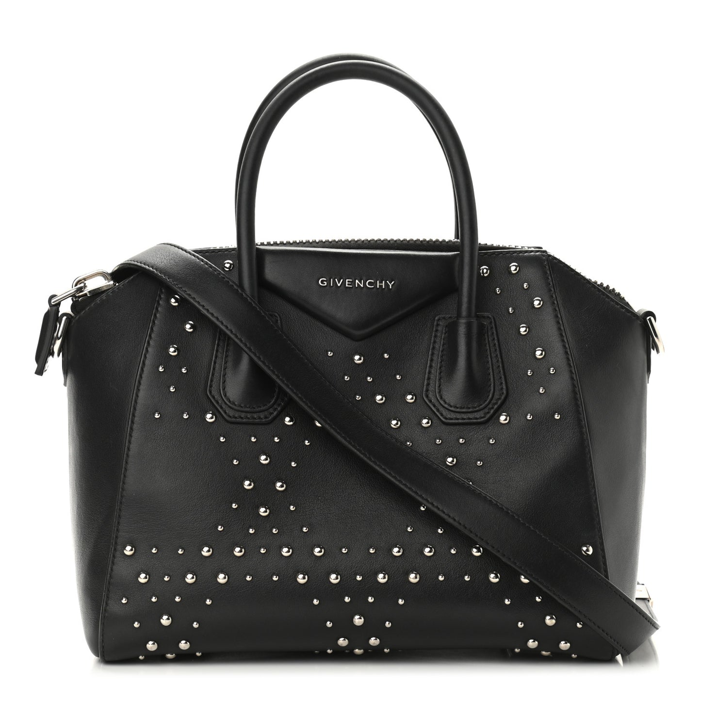 Smooth Calfskin Small Studded Antigona Black