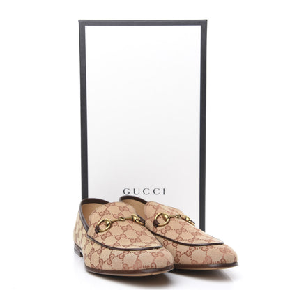 Gucci Canvas GG Monogram Horsebit Mens Jordaan Loafers 7.5 Beige Ruggine Light Brown 9 of 9