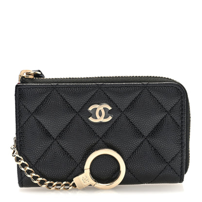 Chanel Caviar Quilted Zipped Key Holder Case Black 1 of 8