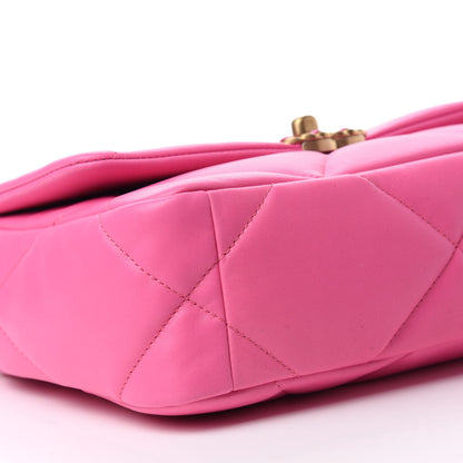 Chanel Shiny Lambskin Quilted Medium Chanel 19 Flap Neon Pink 6 of 11