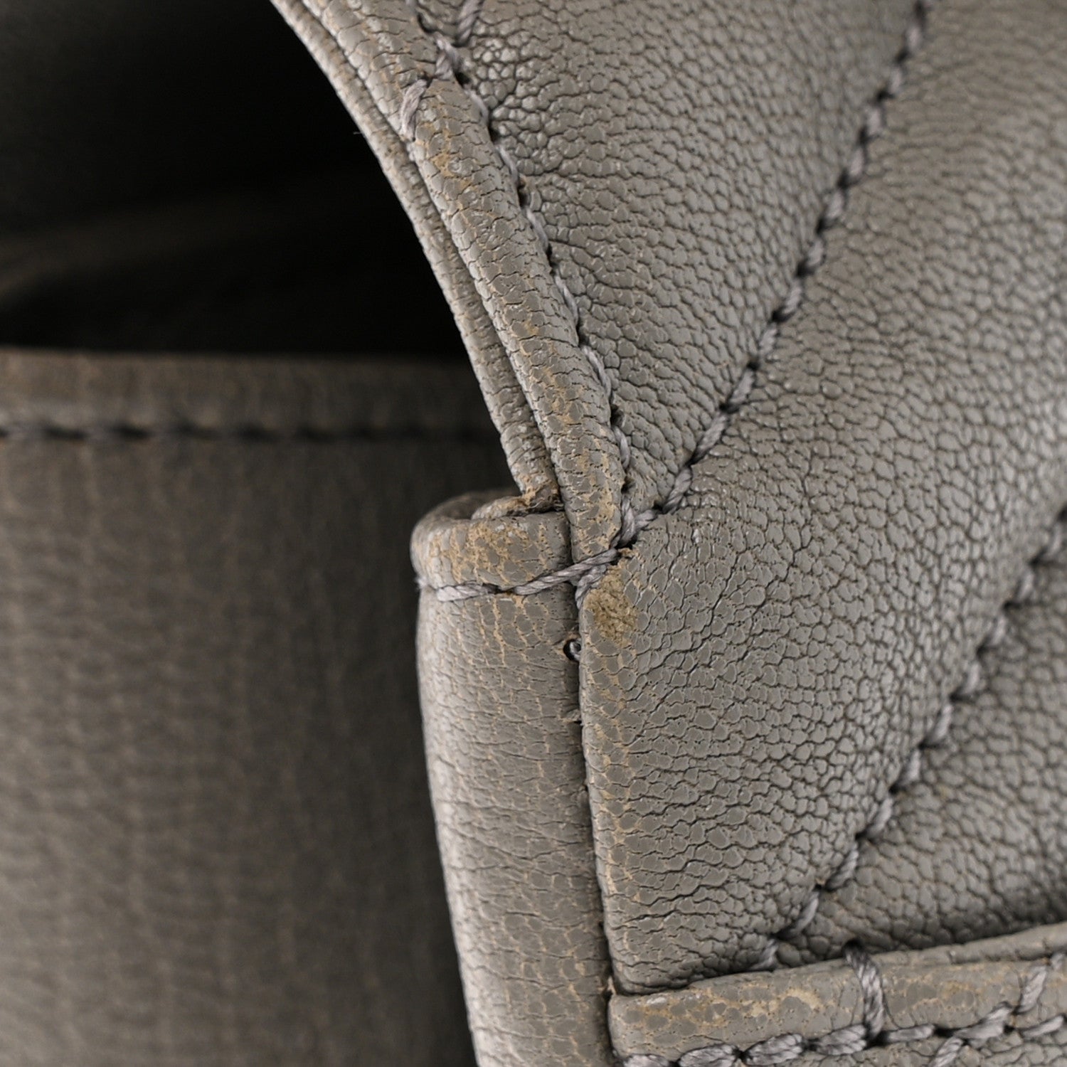 Saint Laurent Sheepskin Matelasse Chevron Monogram Medium College Bag Granite 13 of 14