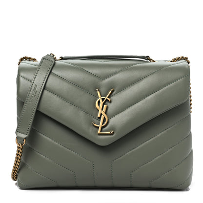 Saint Laurent Calfskin Y Quilted Monogram Small Loulou Chain Satchel Light Sage 1 of 7