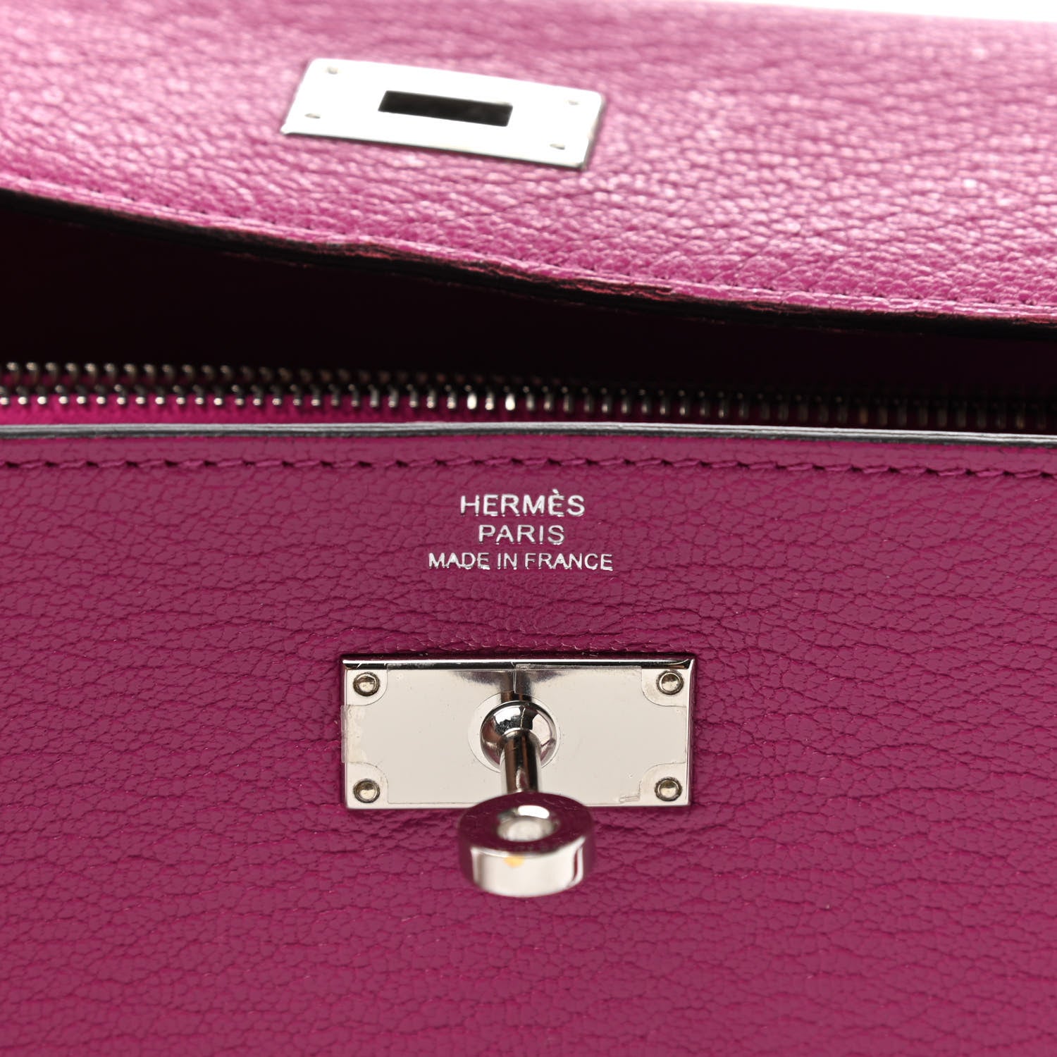 Hermes Chevre Mysore Kelly Longue Wallet Rose Pourpre 6 of 6