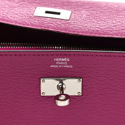 Hermes Chevre Mysore Kelly Longue Wallet Rose Pourpre 6 of 6