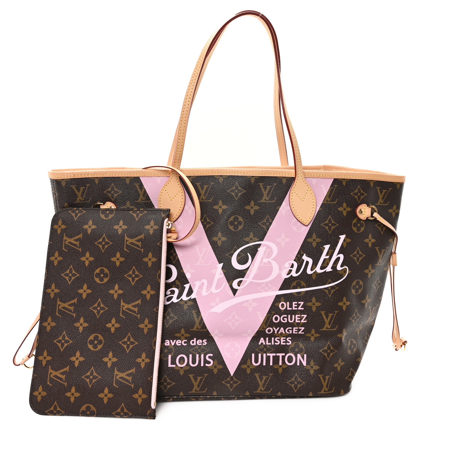 Louis Vuitton Monogram Saint Barth V Neverfull MM Rose Ballerine