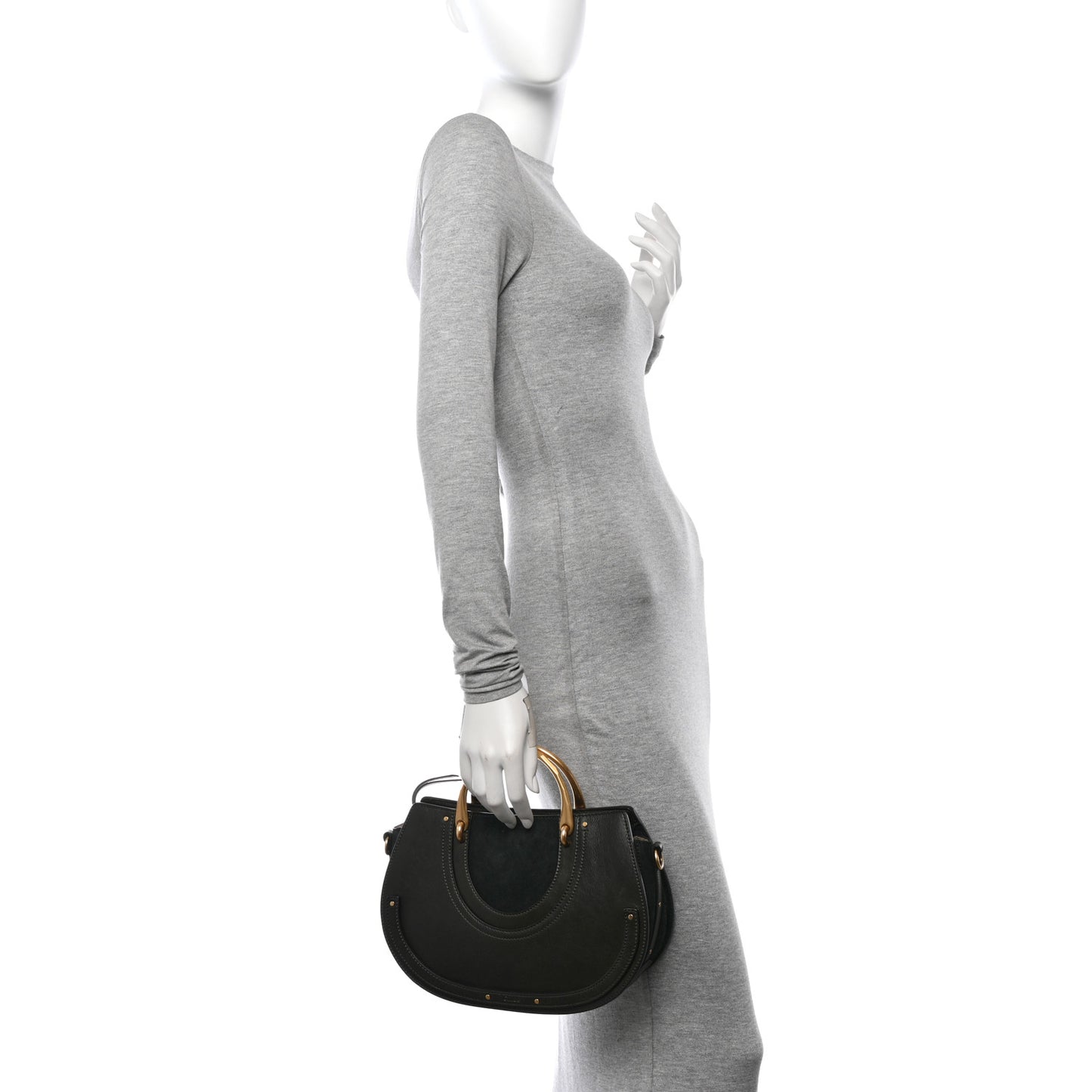 Calfskin Suede Medium Pixie Shoulder Bag Intense Green
