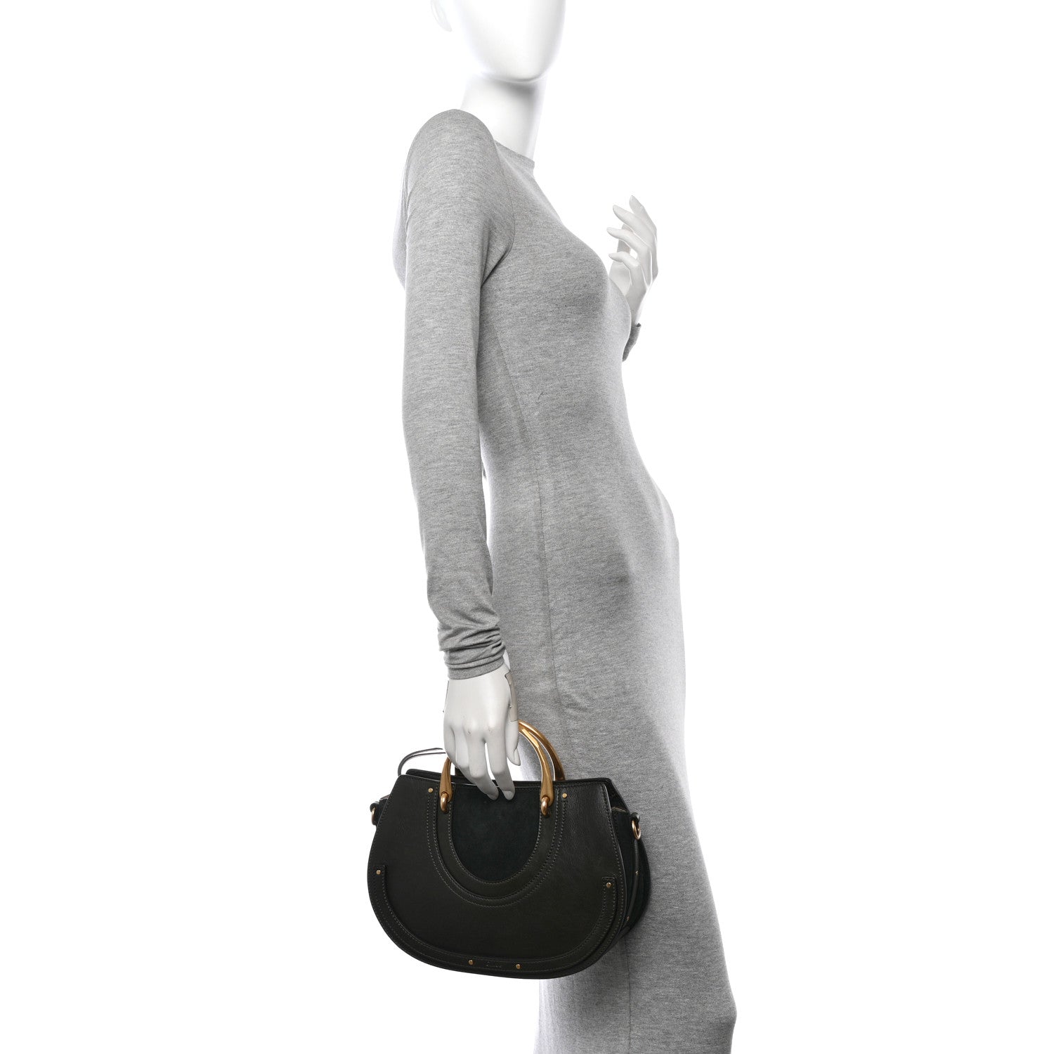 Chloe Calfskin Suede Medium Pixie Shoulder Bag Intense Green 2 of 11