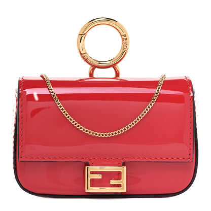 Fendi Vitello Vernice Mou Nano Baguette Charm Rosso Cardinale 1 of 7