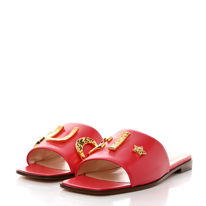 Gucci Malaga Kid Cara Flat Slide Sandals 36 Runway Coral 3 of 10