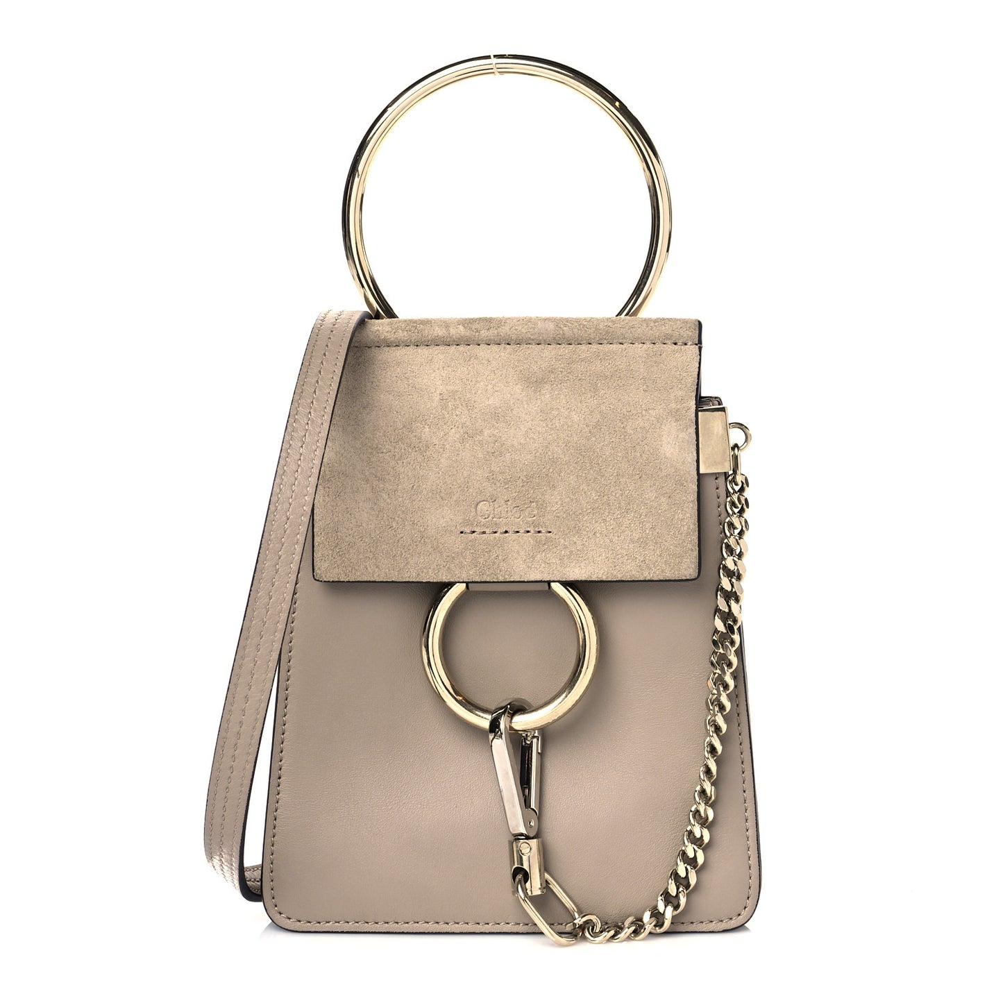 Suede Calfskin Mini Faye Bracelet Bag Motty Grey
