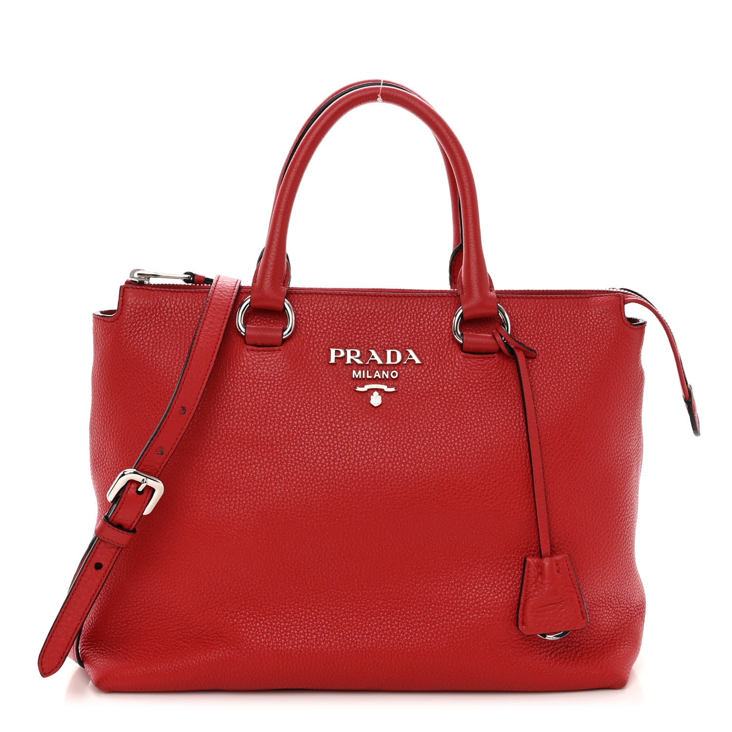 Prada Vitello Phenix Top Handle Bag Rosso 1 of 10
