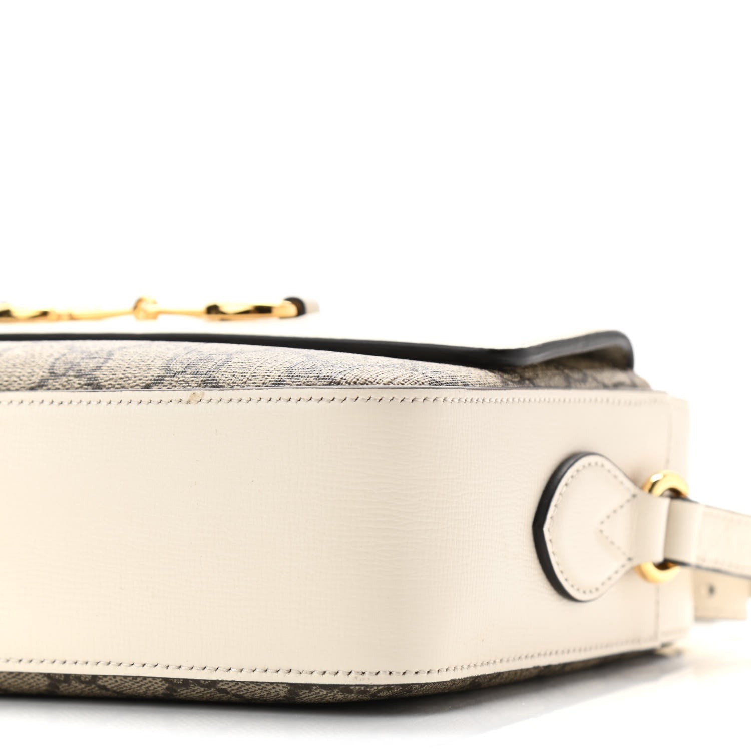 Gucci GG Supreme Monogram Small Horsebit 1955 Shoulder Bag Beige Mystic White 10 of 11