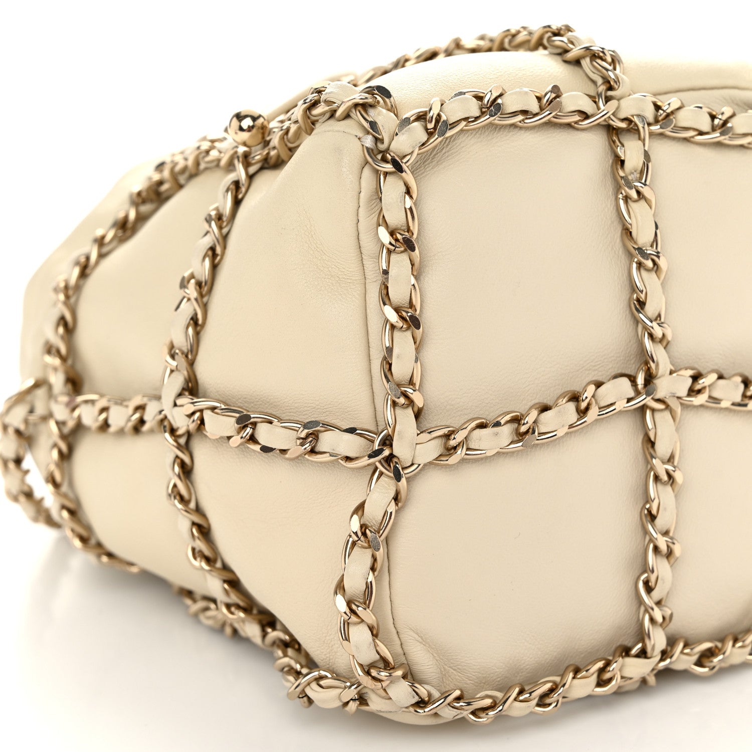 Chanel Lambskin Bucket Chain Drawstring Bag Beige 9 of 10