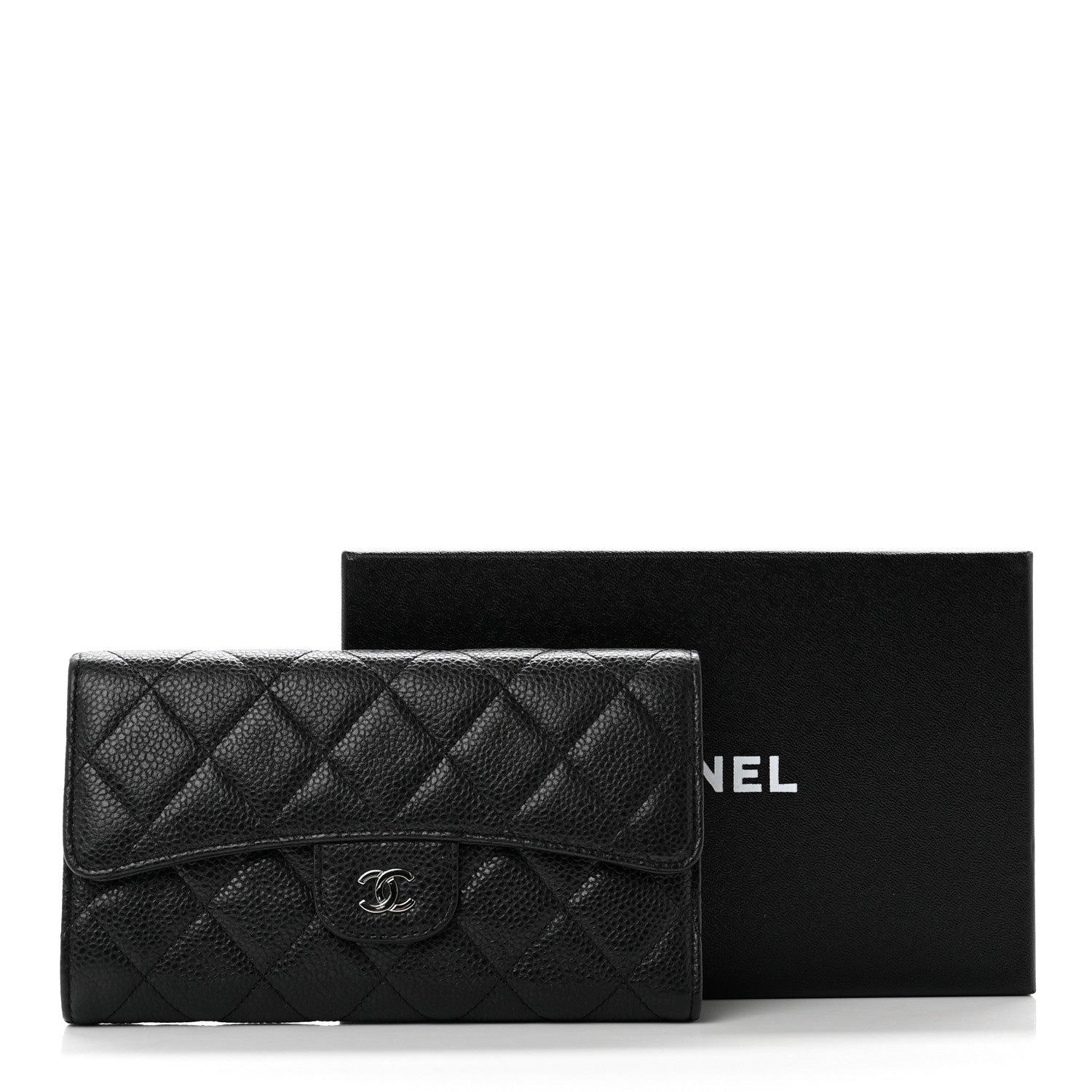 Chanel Caviar Quilted Large Gusset Flap Wallet Black 9 of 9