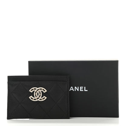 Chanel Caviar Quilted Crystal Card Holder Black 9 of 9