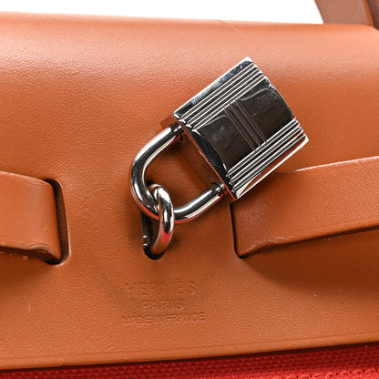 Hermes Vache Hunter Toile Herbag Zip 31 PM Rouge Tomate Natural 7 of 11