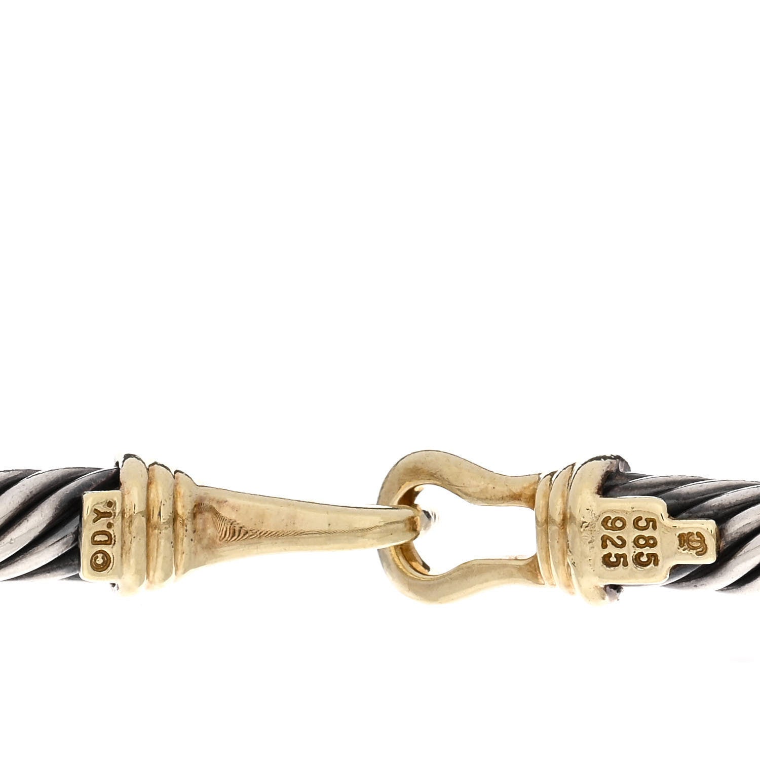 David Yurman Sterling Silver 14K Yellow Gold 5mm Cable Classic Buckle Bracelet 3 of 3
